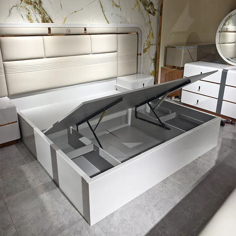 Conjunto de dormitorio contemporáneo de lujo moderno al por mayor de Foshan, cama king size de madera para habitación de hotel, muebles de dormitorio para el hogar