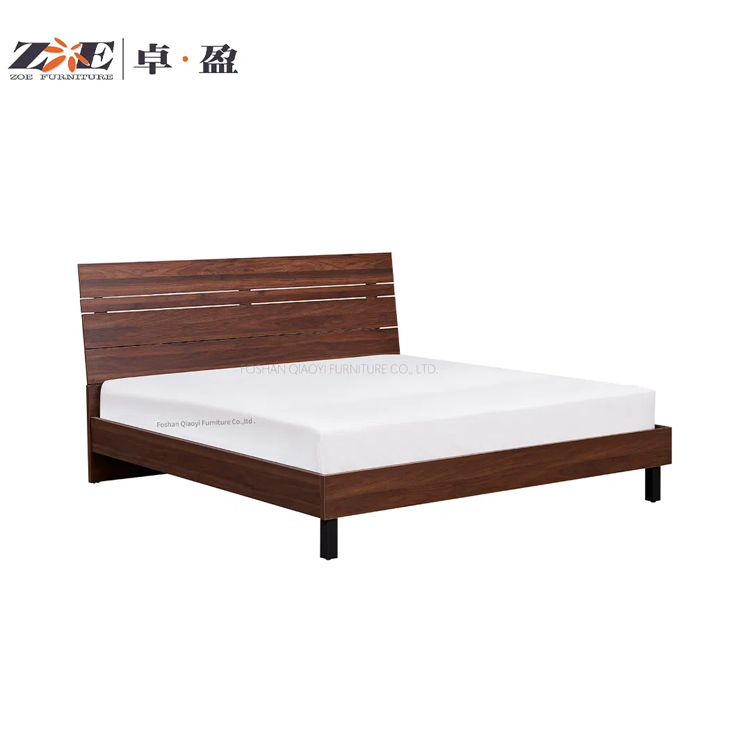 Diseños de camas de caja de madera para el hogar moderno de lujo, juego de muebles de dormitorio de cama tamaño rey y reina