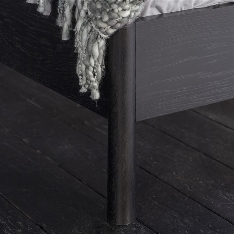 Nueva llegada estilo nórdico moderno contemporáneo cama individual doble rey reina tamaño pintura negra dormitorio fábrica fabricante cabecero de espiga de roble cama de madera