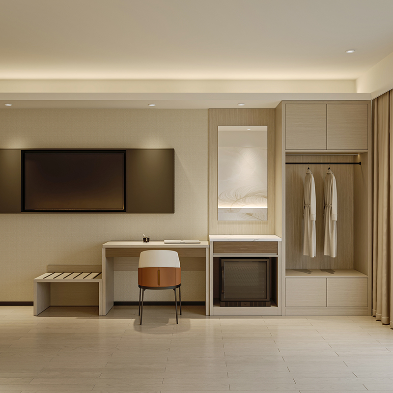 Conjunto de dormitorio de hotel de lujo personalizable de Foshan con E0 grado de tablero