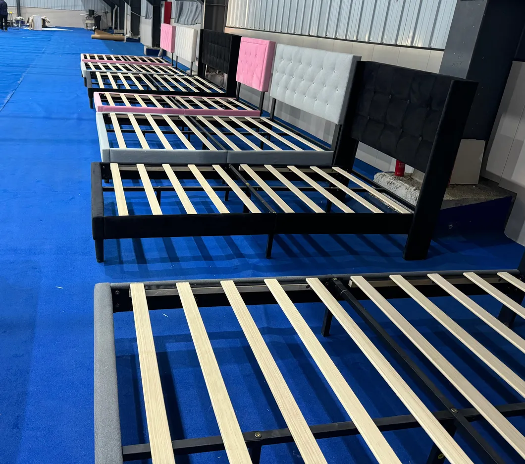 Base de cama tapizada para dormitorio, marco de cama tamaño completo