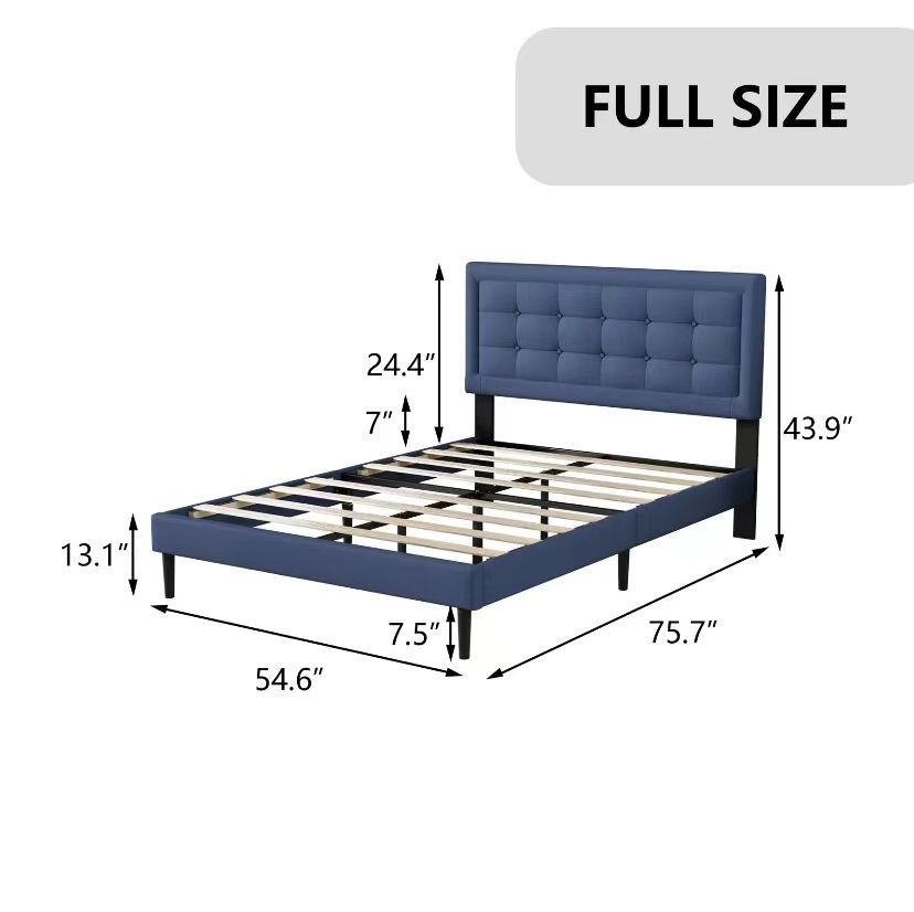 Base de cama tapizada para dormitorio, marco de cama tamaño completo
