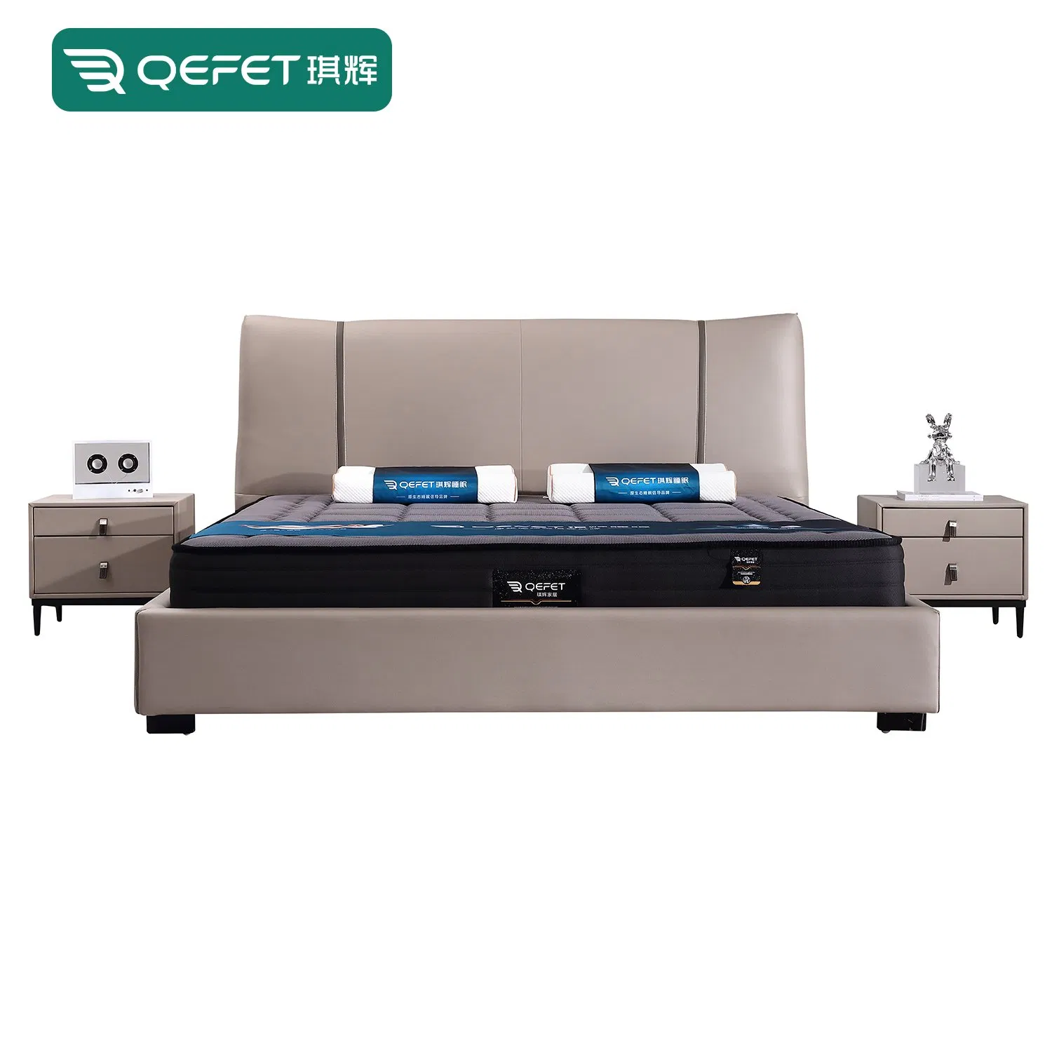 Mueble de lujo moderno para dormitorio cama king size tapizada en cuero o tela