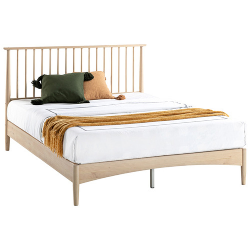 Cabecero de espiral único de roble nórdico diseño de muebles para el hogar y hotel contemporáneo tamaño king doble reina cama de madera para dormitorio