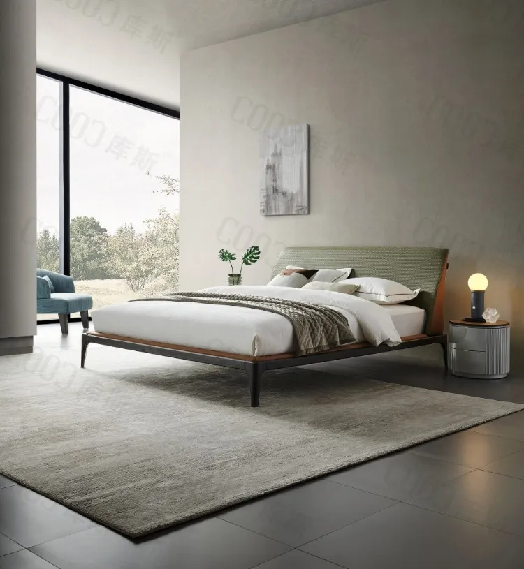 Cama doble de cuero napa
