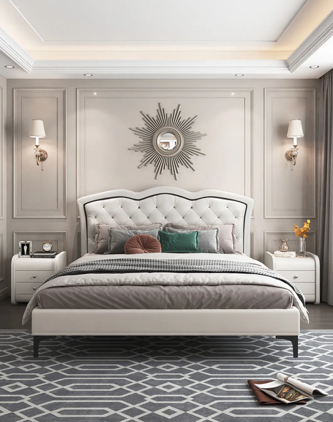 Venta Caliente Cama Plegable Cama King Cama de Cuero Muebles Modernos para el Hogar Muebles de Dormitorio Cama