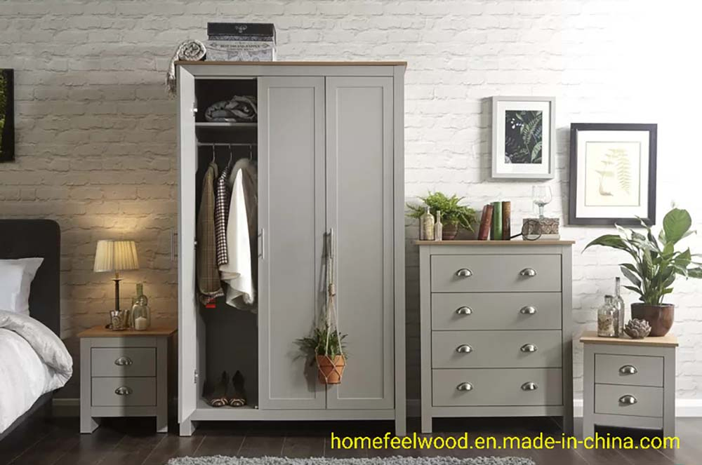 Venta Directa de Fábrica Armario de Madera Moderno para Dormitorio Muebles para el Hogar (HF-WF037)