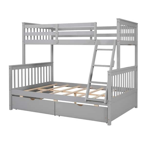 Cama litera de madera maciza de doble sobre matrimonial con cajones