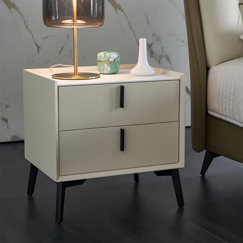 Conjunto de dormitorio de cama loft tipo Murphy tapizada de cuero moderno