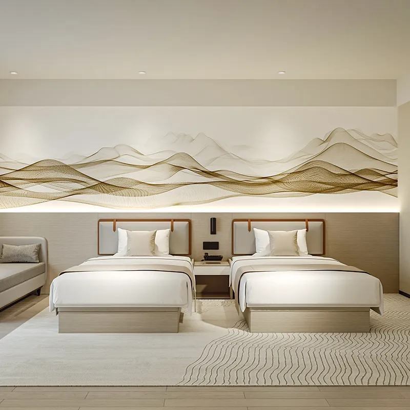 Conjunto de dormitorio de hotel de lujo personalizable con E0 grado de tablero
