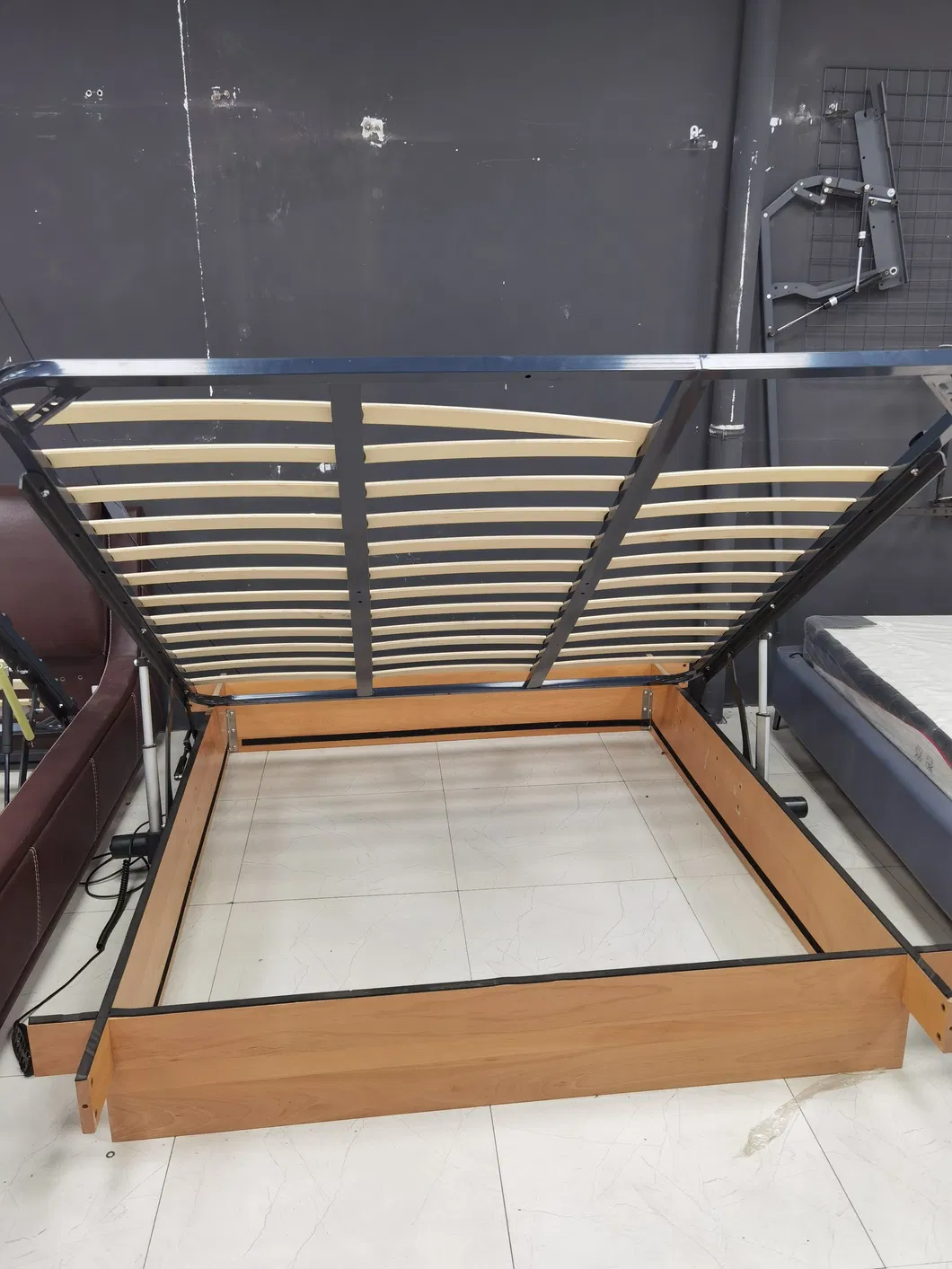 Cama multifuncional para dormitorio, cama de plataforma de tela de PU, cama con almacenamiento y caja contenedora