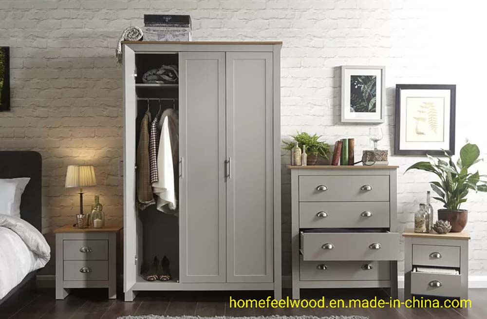 Venta Directa de Fábrica Armario de Madera Moderno para Dormitorio Muebles para el Hogar (HF-WF037)