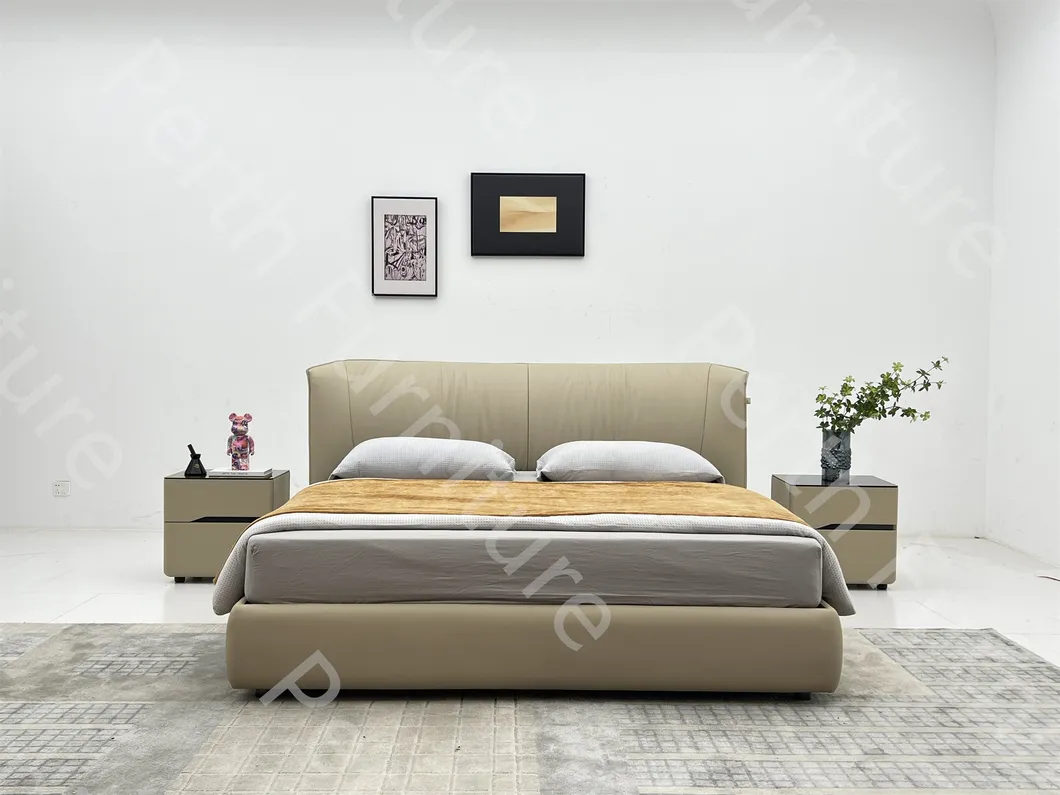 Cama moderna acogedora con patas de metal - Vista 1