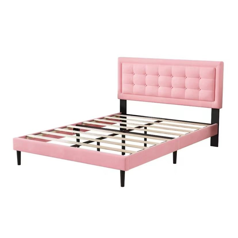 Base de cama tapizada para dormitorio, marco de cama tamaño completo