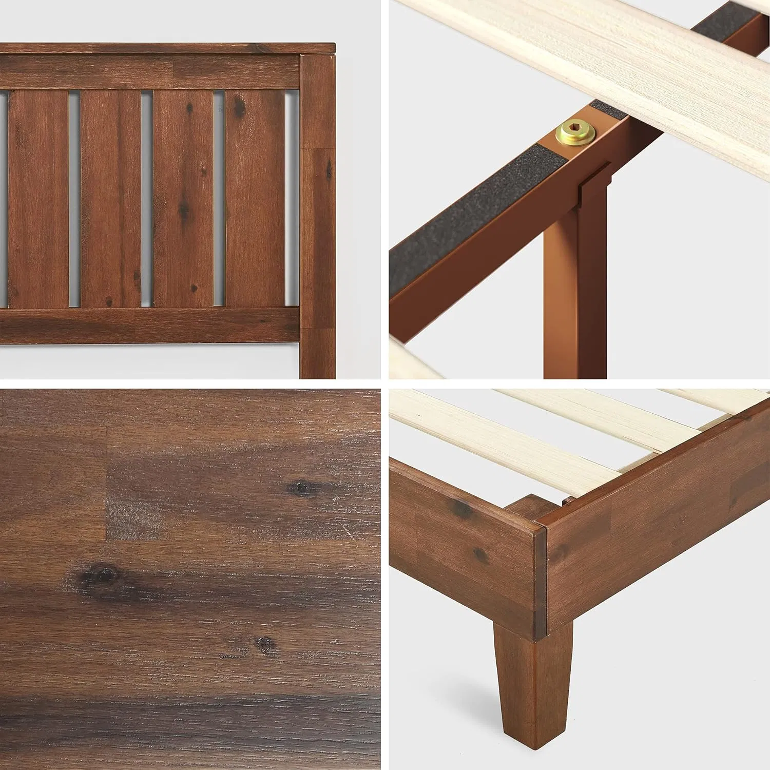 Estilo nórdico contemporáneo de cama en lujoso acabado de madera maciza