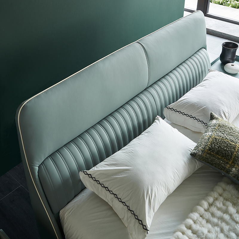 Nuevo diseño de cama plataforma doble de cuero sintético con almacenamiento, juego de dormitorio queen