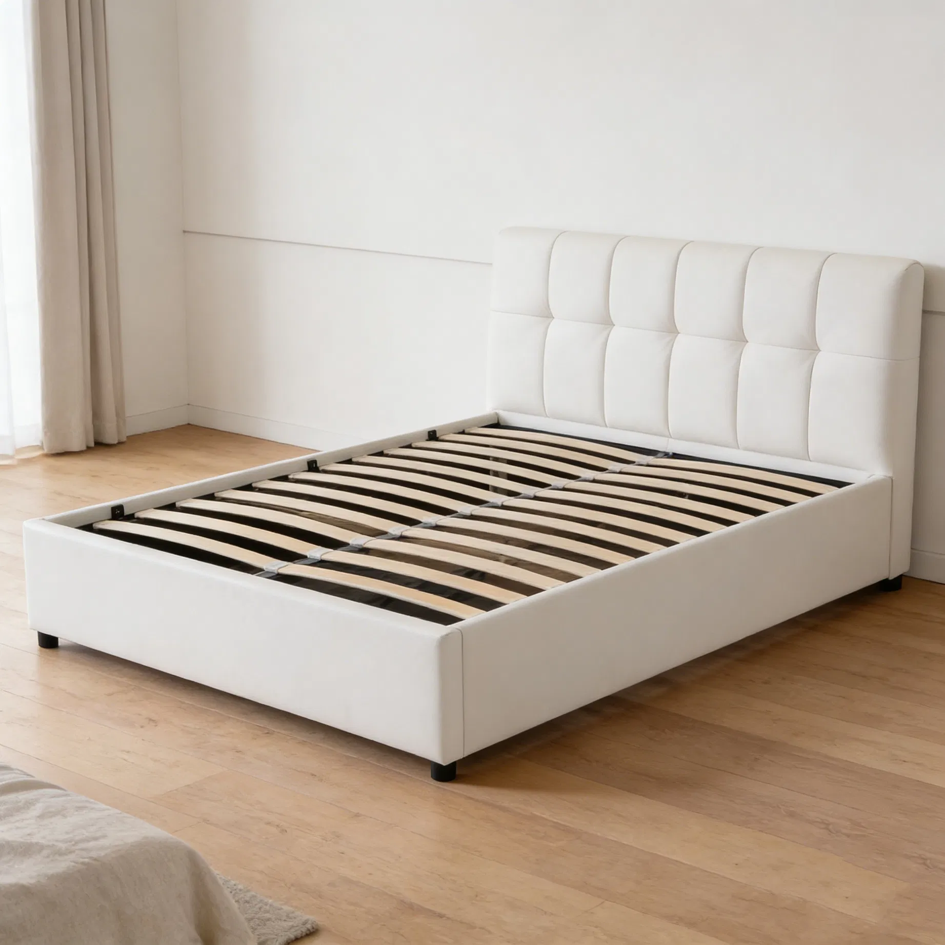 Cama de almacenamiento elevable de buena calidad con superficie tapizada de lujo para dormitorio