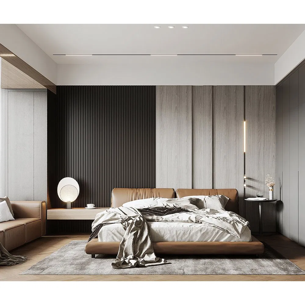 Muebles de dormitorio de mansión de lujo, suite moderna de penthouse para hotel y apartamento grande