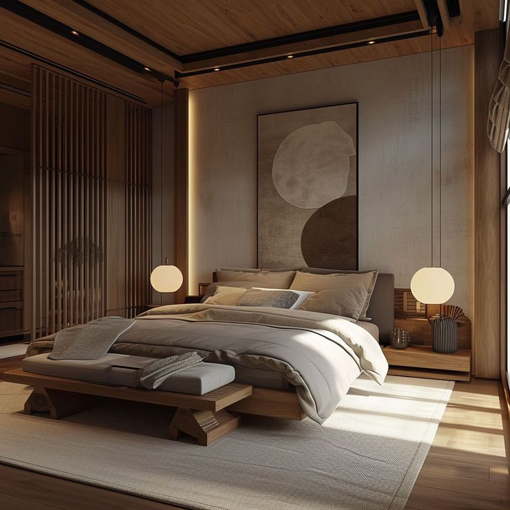 Cama de madera robusta de alta calidad con listones sólidos para dormitorio de casa grande