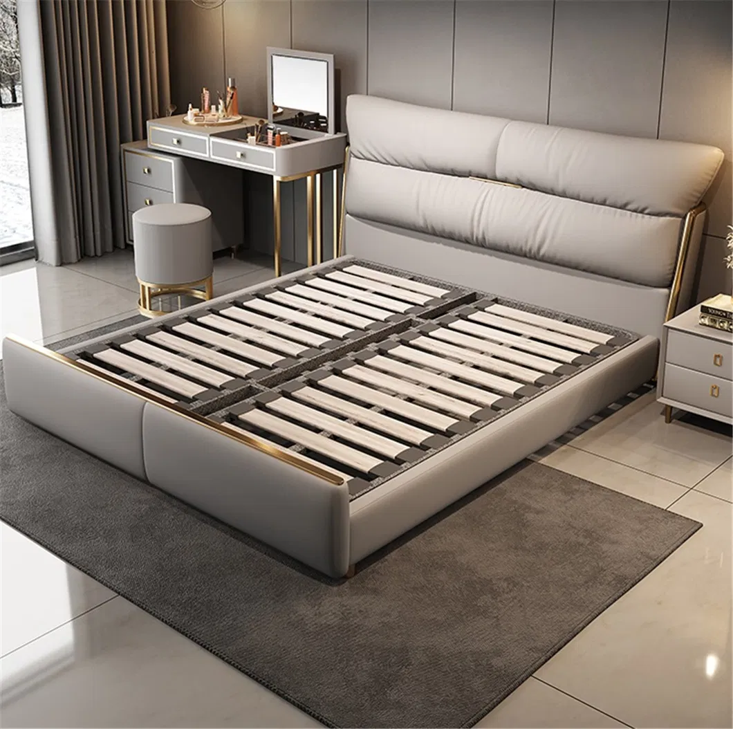 Cama plataforma de cuero moderna y elegante para dormitorios con estilo