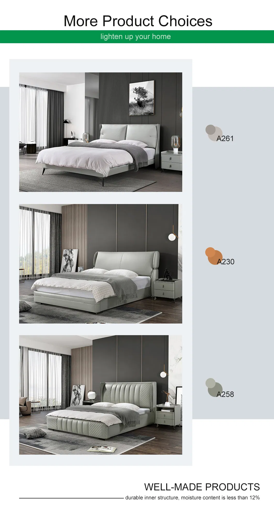 Cama doble de cuero tamaño queen king con cabecera de marco moderno