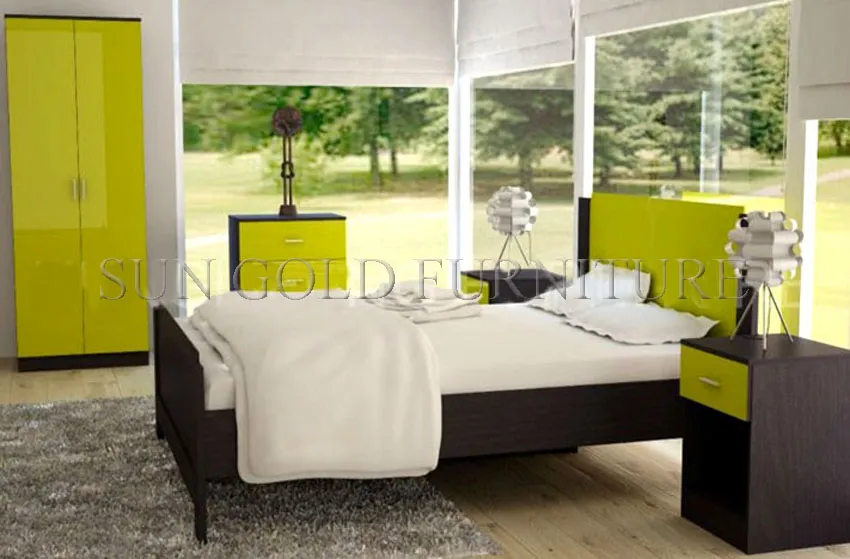 Muebles de dormitorio de alta calidad modernos, juegos de camas de madera de lujo (SZ-BF081)
