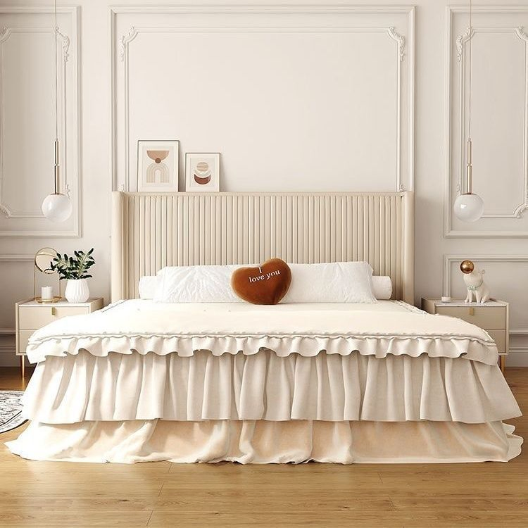 Conjunto de muebles de dormitorio moderno de cama de lujo de cuero tamaño doble rey con marco de madera contemporáneo, suite de hogar, cama queen y full