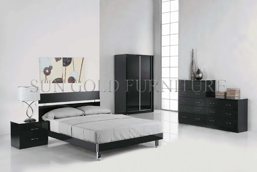 Muebles de dormitorio de alta calidad modernos, juegos de camas de madera de lujo (SZ-BF081)
