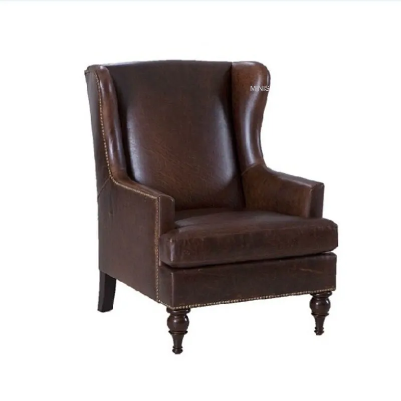 Cama de tamaño rey o reina de madera marrón vintage cómoda con cuero puro azul para adultos
