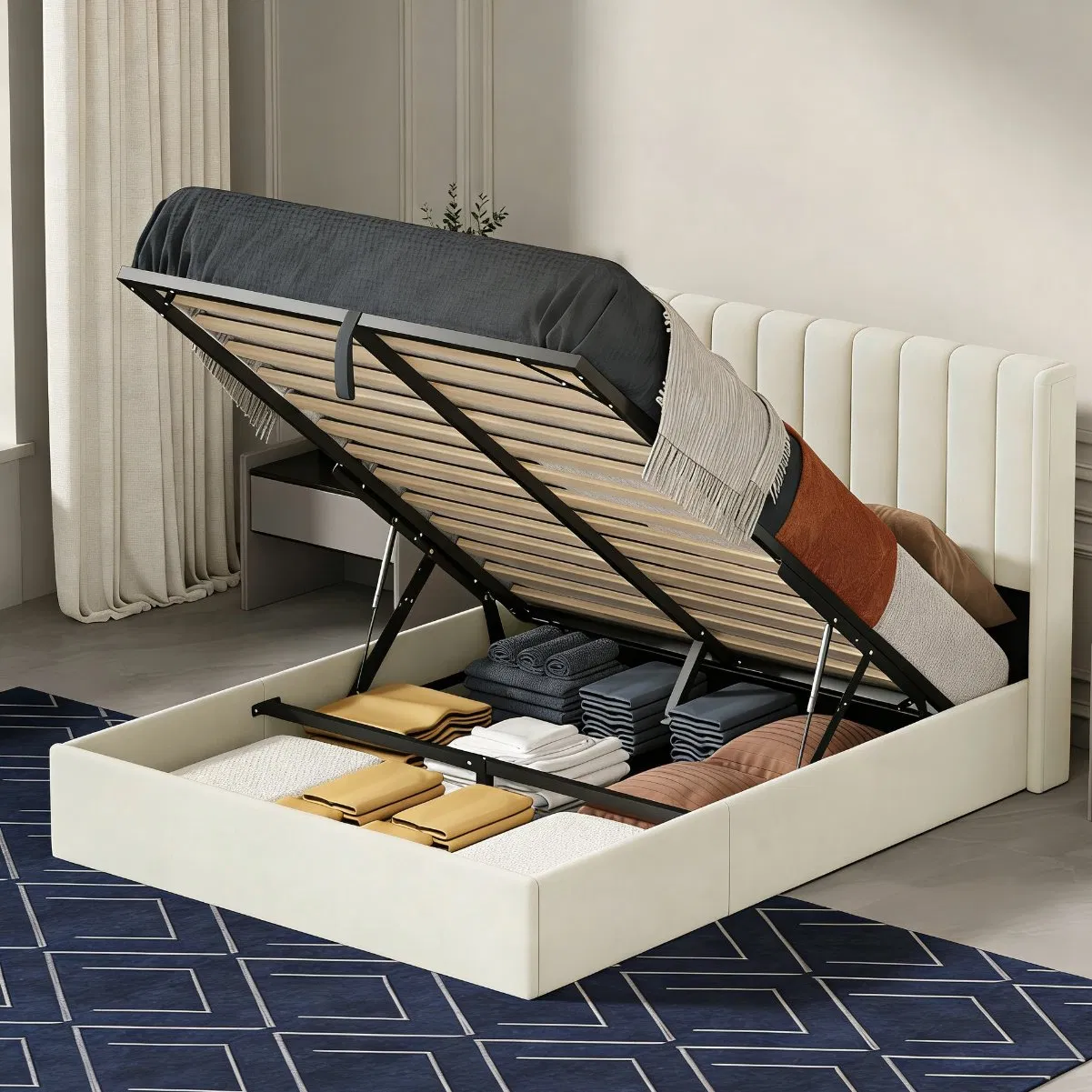 Muebles de dormitorio moderno estilo lujo cama king size de madera