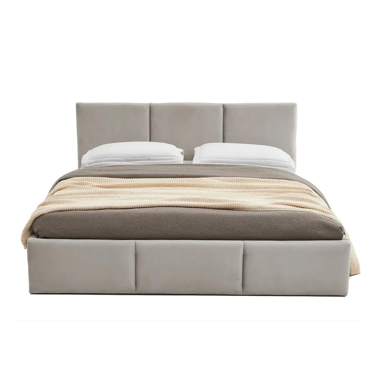 Conjunto de cama de dormitorio con marco de cama doble de tela de terciopelo de estilo europeo moderno con cabecero de madera, cama de almacenamiento a la venta, proveedor de fábrica