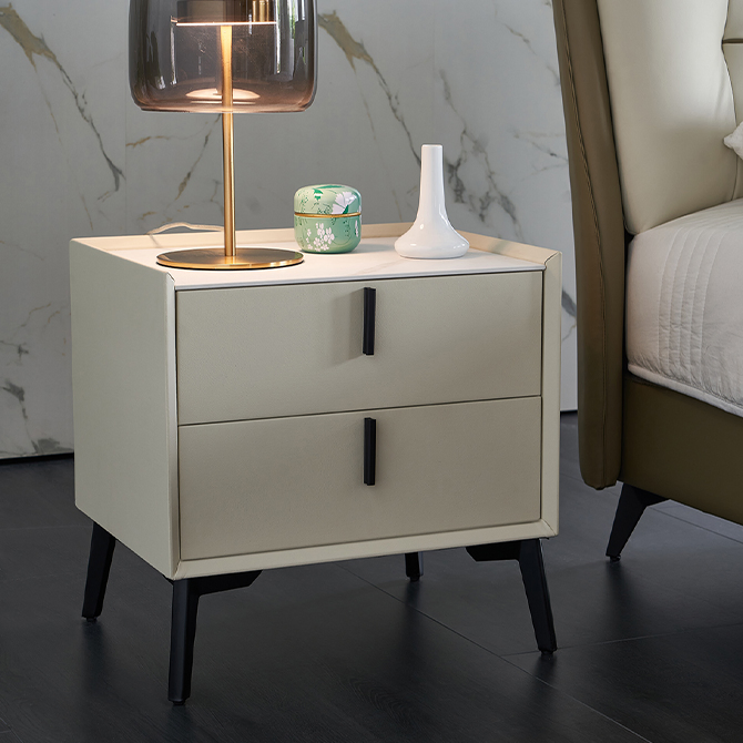 Conjunto de dormitorio de cama loft tipo Murphy tapizada de cuero moderno