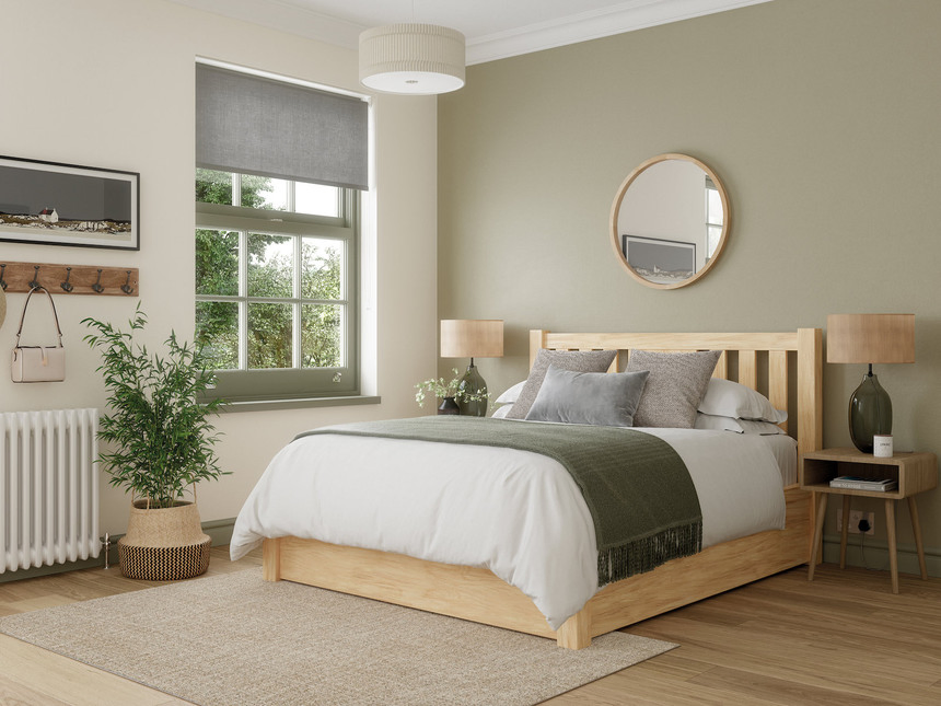 Cama de marco de tamaño doble personalizado al por mayor de China con construcción de listones de muelles de madera para dormitorio