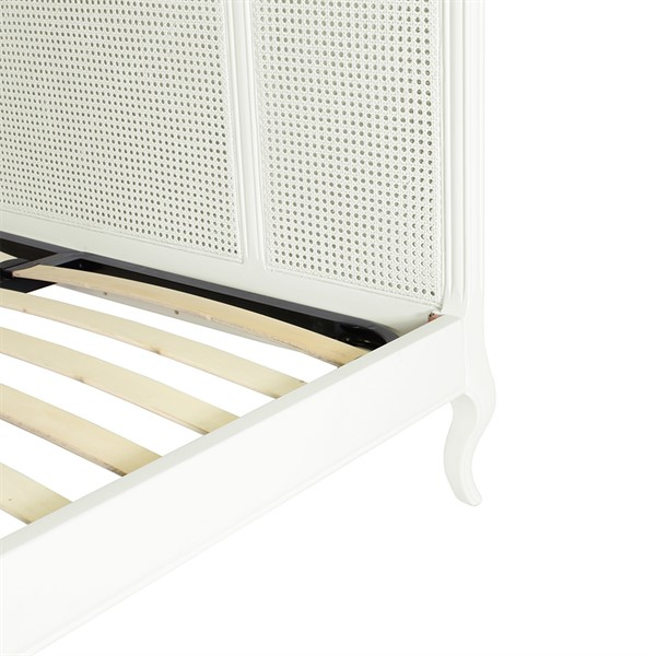 Cama de mimbre doble personalizada moderna hecha a mano en blanco cálido, cama de roble de tamaño doble, individual, king y queen para dormitorio