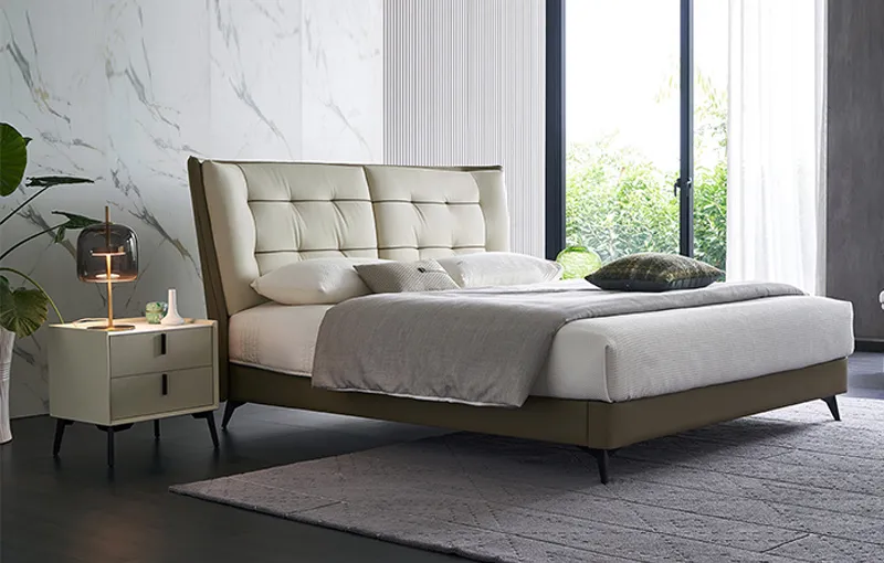 Conjunto de dormitorio de cama loft tipo Murphy tapizada de cuero moderno