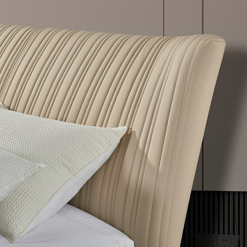 Conjunto de cama de reina de diseño nuevo al por mayor con cama de cuero doble para marco de madera, muebles para dormitorio principal
