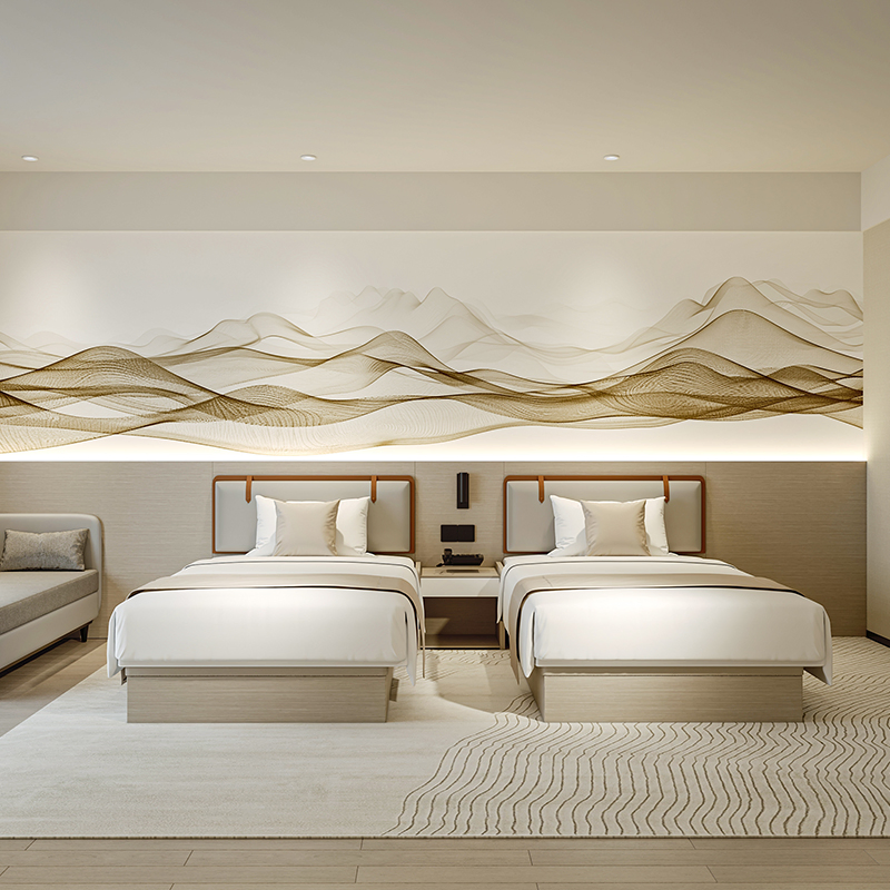Conjunto de dormitorio de hotel de lujo personalizable de Foshan con E0 grado de tablero