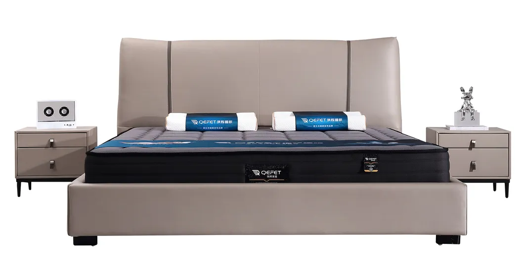 Mueble de lujo moderno para dormitorio cama king size tapizada en cuero o tela
