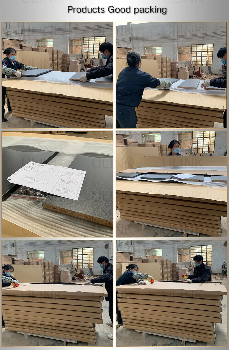 Muebles de dormitorio modernos con tapizado de cuero, cama de tamaño doble, queen y king con marco de madera