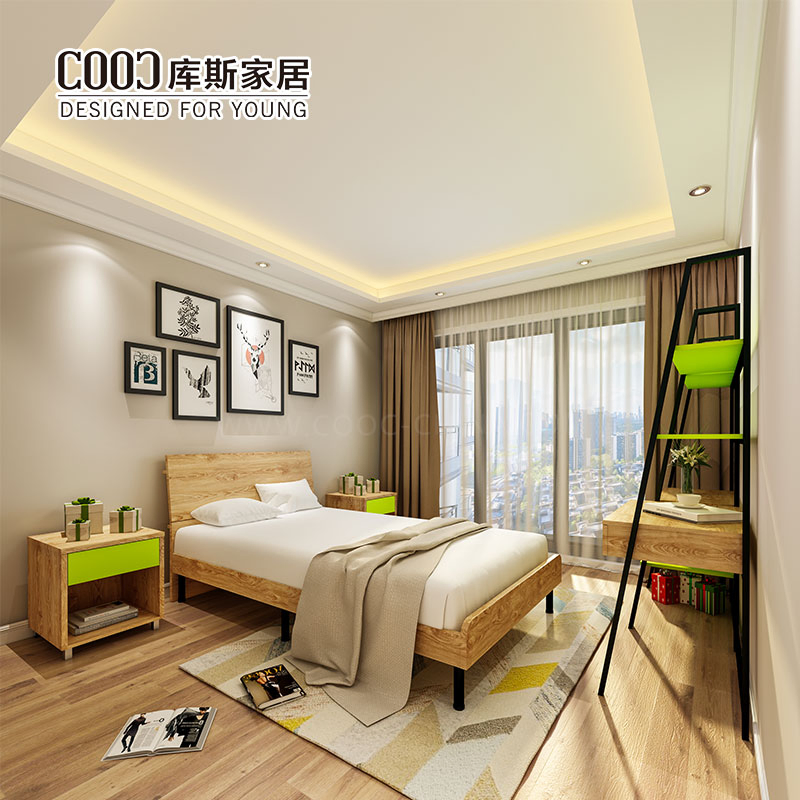 Conjunto de Muebles de Dormitorio de Hotel de Lujo Moderno MDF de Techo Rojo Personalizado / Super 8 / Hampton Inn 3
