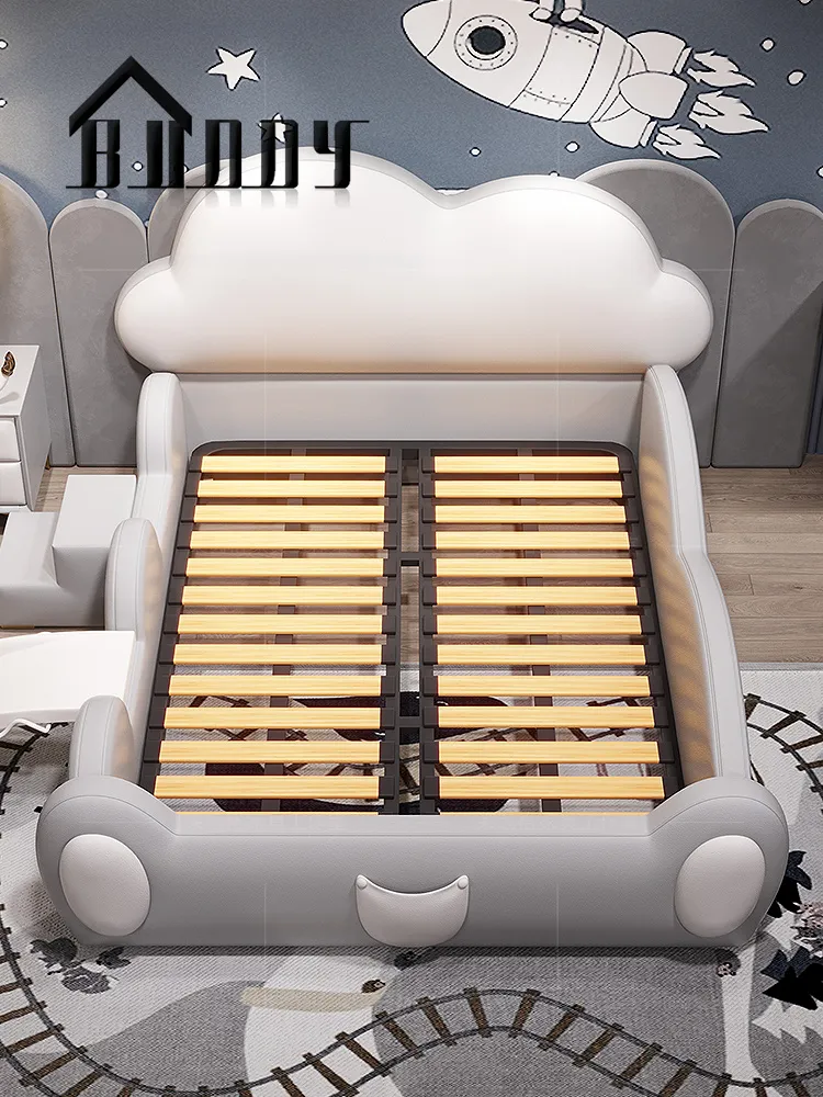 Conjunto de cama de cuero tamaño rey y reina para niños muebles cama