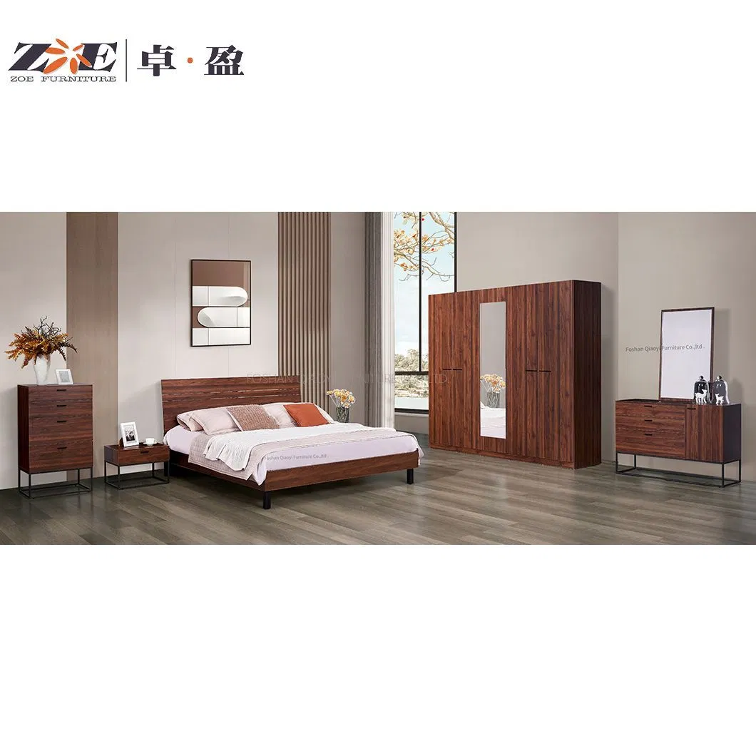 Diseños de camas de caja de madera para el hogar moderno de lujo, juego de muebles de dormitorio de cama tamaño rey y reina
