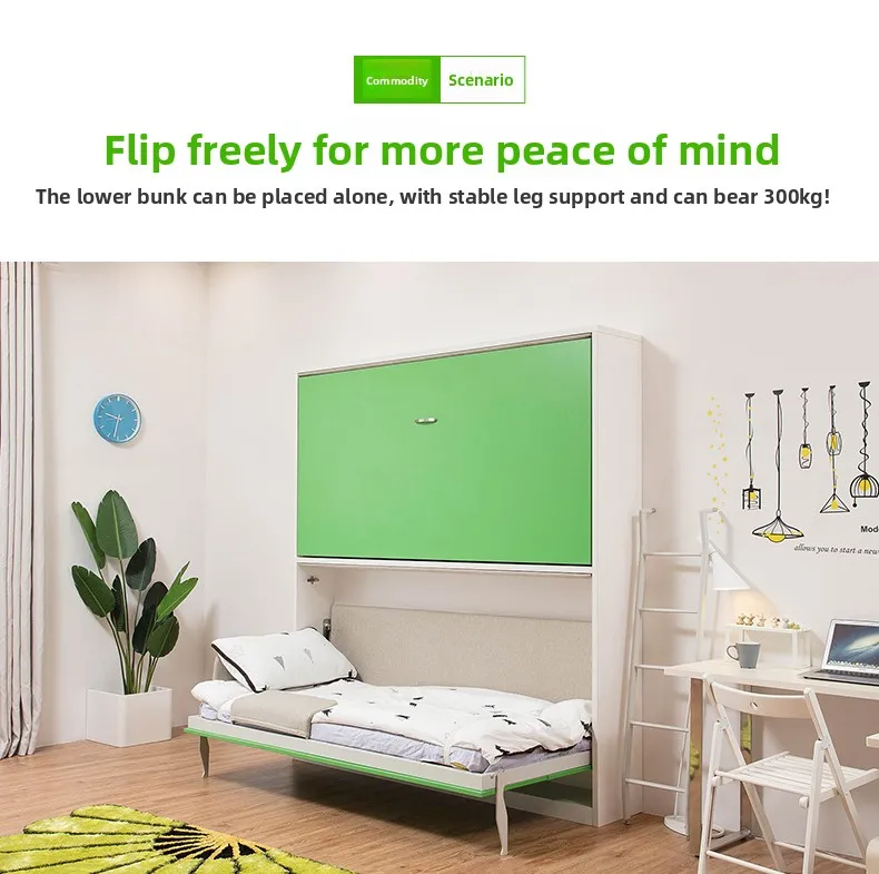 Cama Murphy plegable de tamaño pequeño personalizable para estudiantes, cama de pared con camas invisibles superiores e inferiores, mueble para el hogar