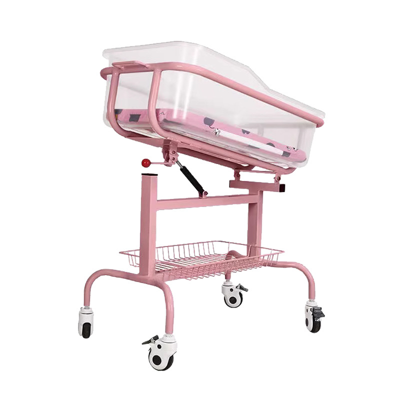 Hospital Furniture Newborn Care Adjustable Infant Cribs Stroller Trolley Bed Medical Baby Cart for Baby