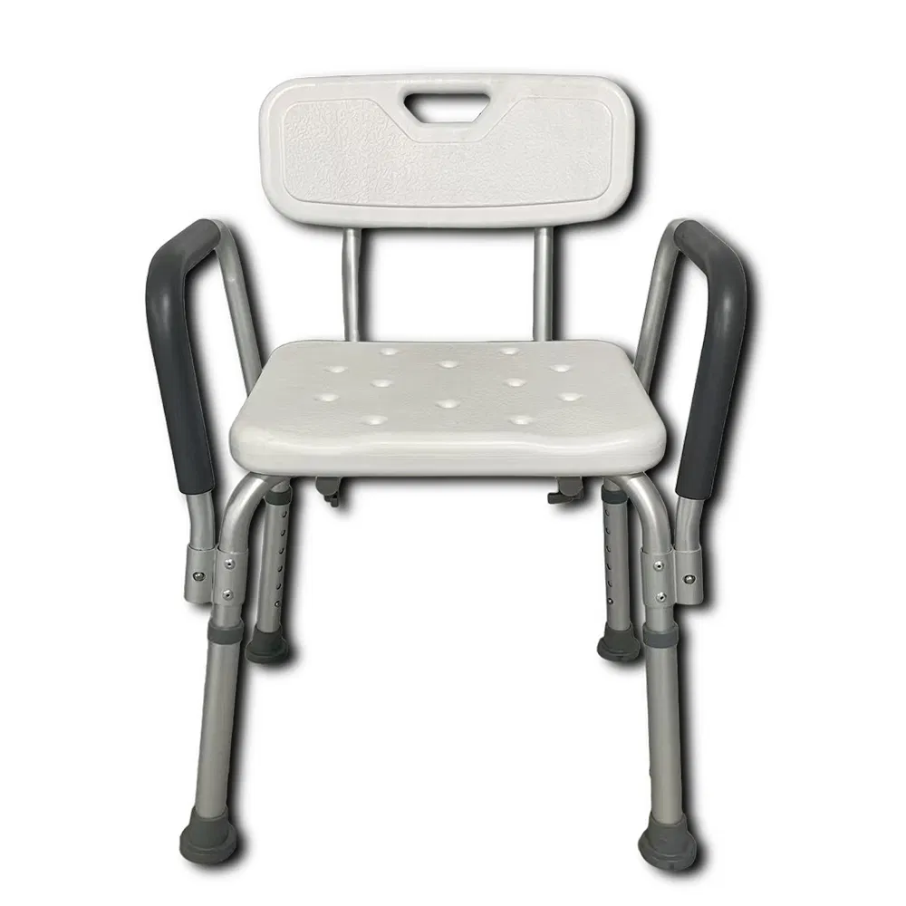 Aluminum Fold Lift Transfer Shower Bench Toilet Sit Lavatory Bath Potty Small Backrest with Armrests Commode Toilet Chair for Disabled