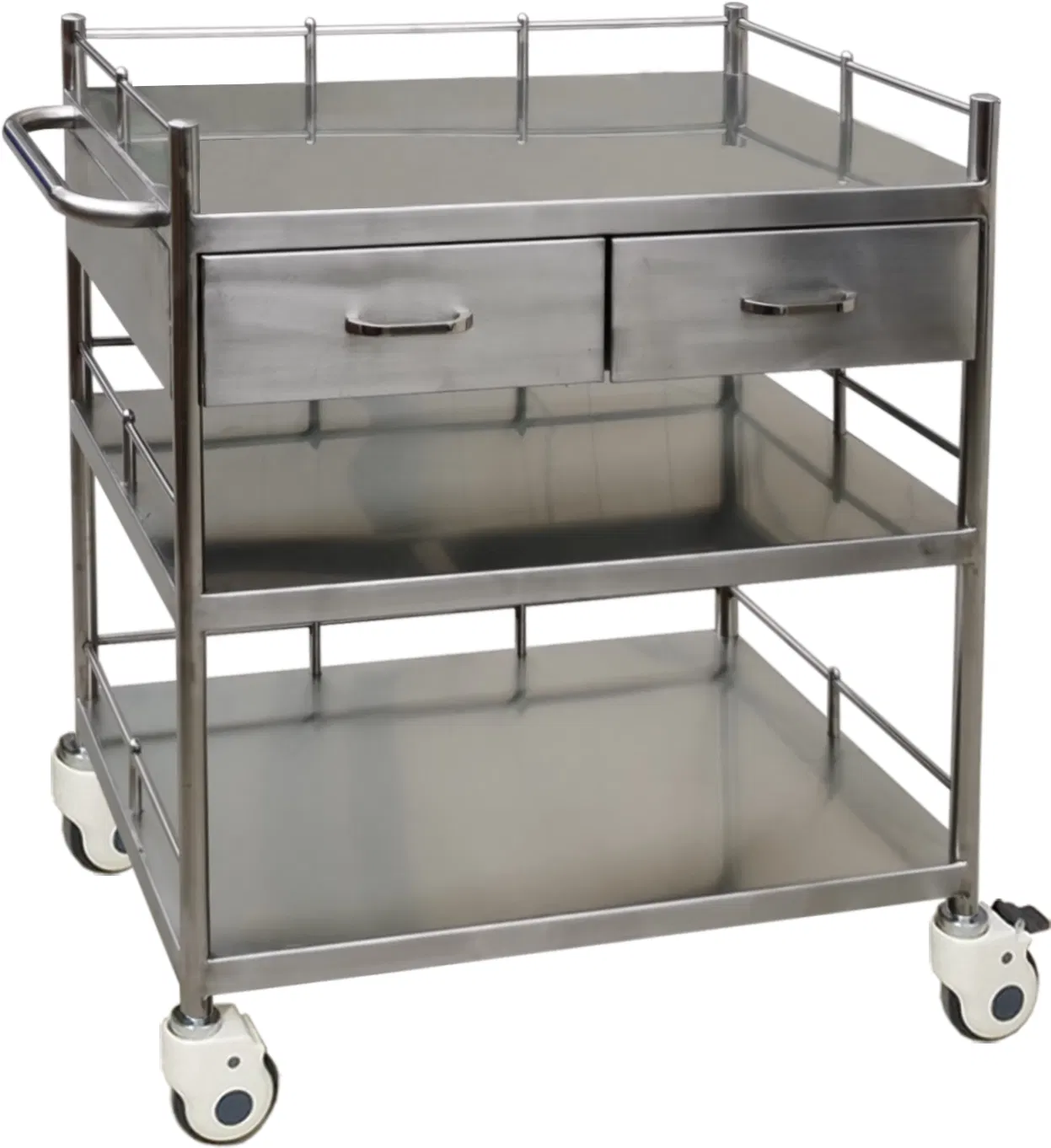 Good Quality Hospital Use Stainless Steel 304 Three (3) Shelves Dressing Trolley