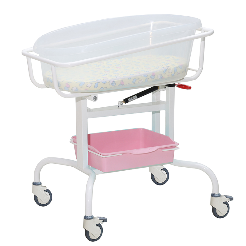 ABS Storage Tray Adjustable Hospital Mobile Newborn Baby Care Infant Crib with Bath Basin