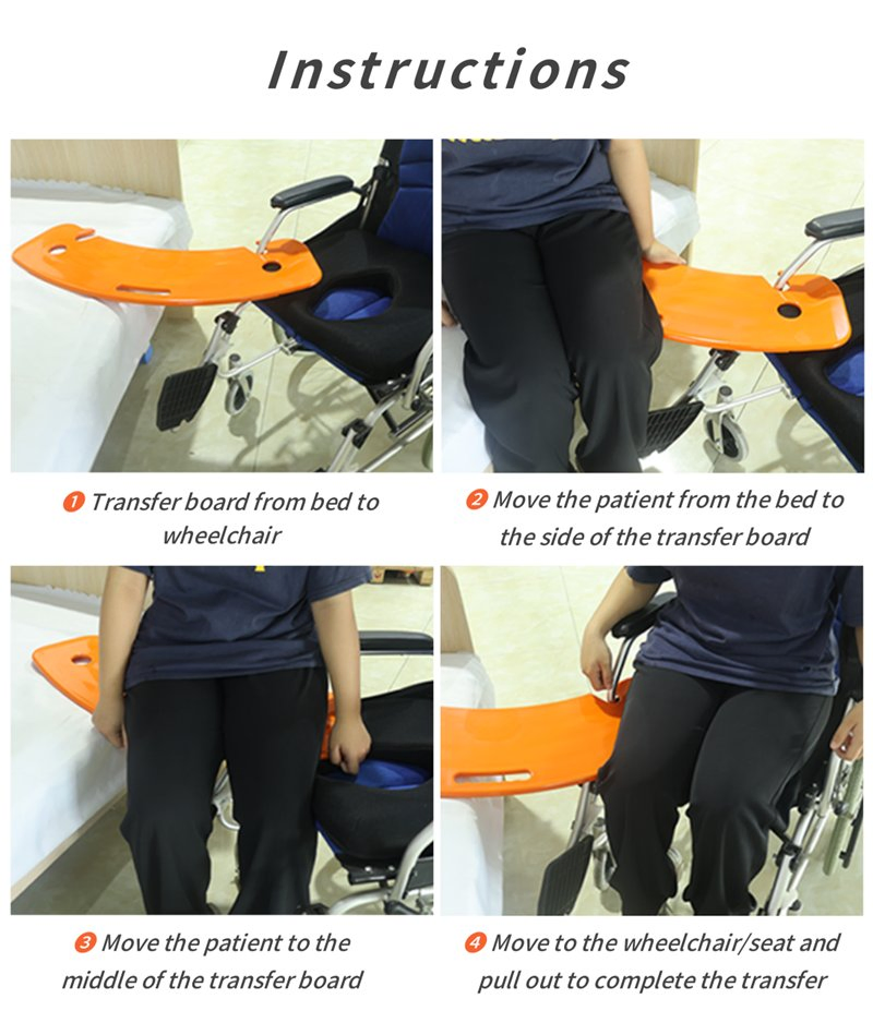Thickened ABS Curved Patient Transfer Board Home Care Device for Wheelchair-Bed Transfers in Elderly Patients