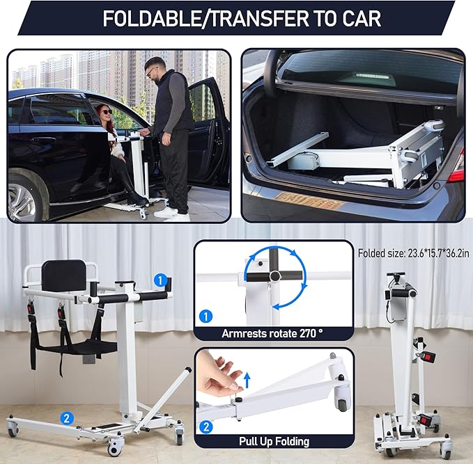 Foldable Electric Patient Hoist for Home Care and Travel Transfer Lift