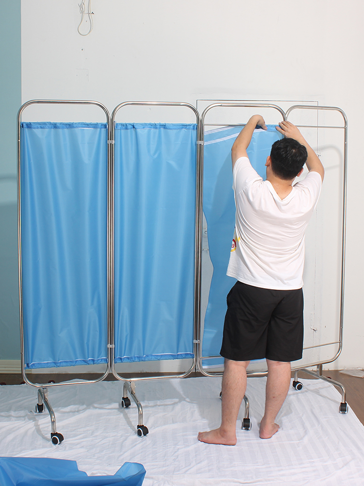 Popular HS-A04 Medical Privacy Ward Room Partition Screen Hospital Mobile Ward Screen Foldable Medical Bedside Screen